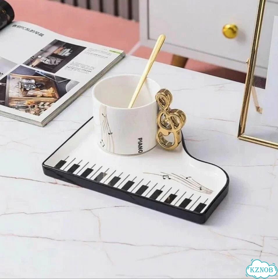 Чашка с блюдцем керамика piano набор фото 1