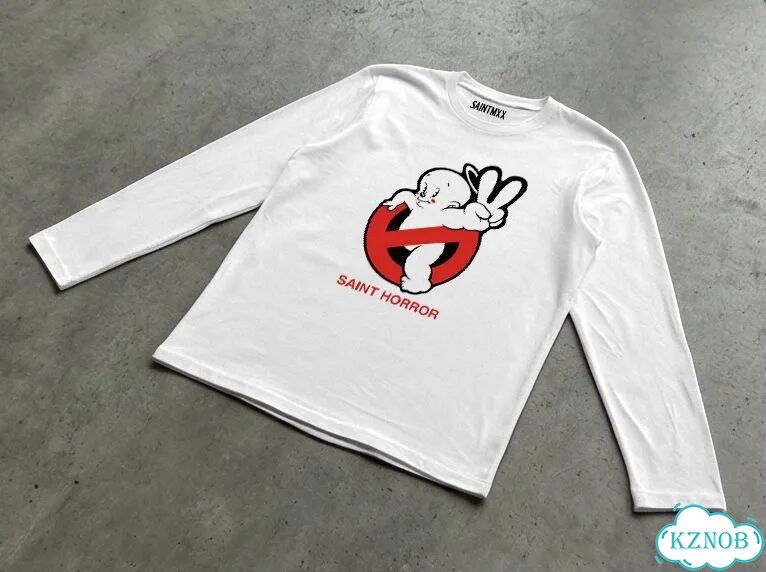 Лонгслив белый Saint Mxx Horror DAC0122 streetwear vintage фото 3