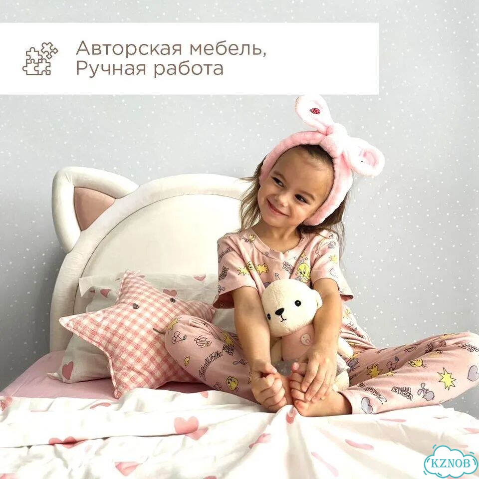 Кровать Котик с ушками детская кроватка для девочки фото 10