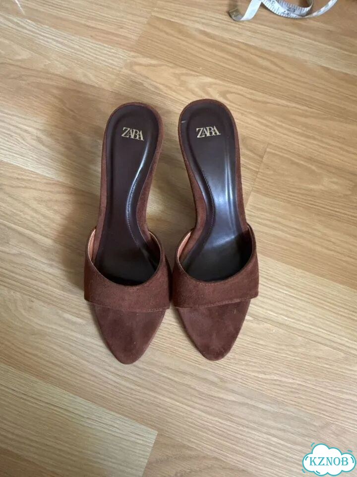 Мюли коричневые замшевые замша Zara Зара фото 1