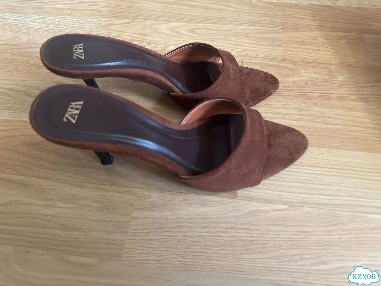 Мюли коричневые замшевые замша Zara Зара фото 2