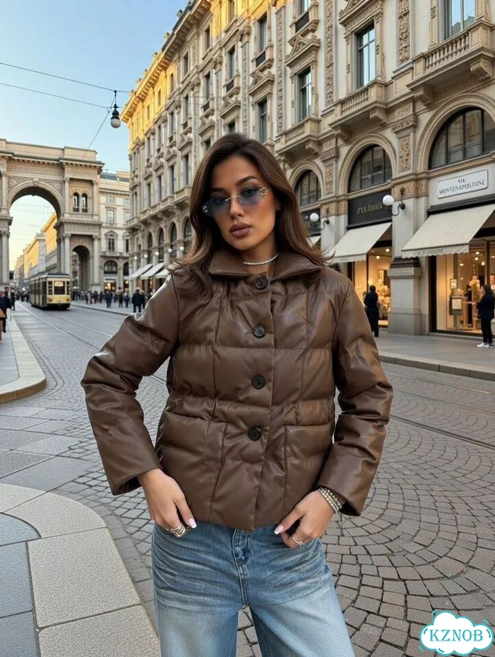 Трендовая ультрамодная женская кожаная куртка фото 4