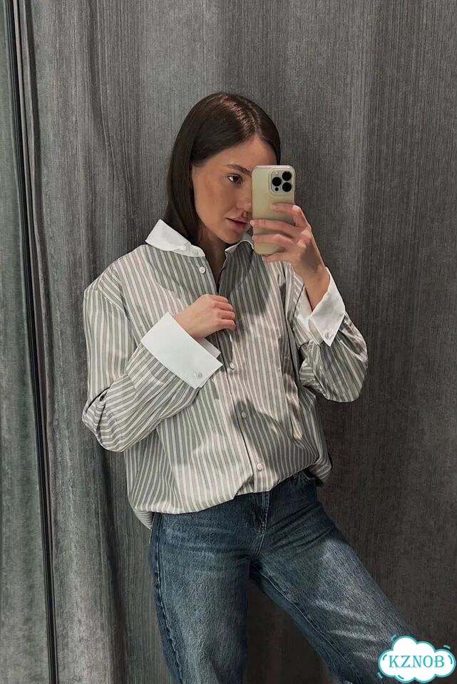 Рубашка в полоску lime S фото 4