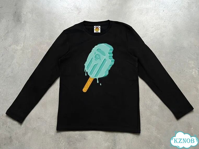 Лонгслив черный Bape T-shirt SS26 rod ice printing DAC0212 streetwear vintage фото 1