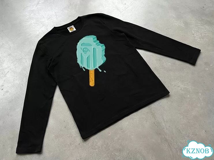 Лонгслив черный Bape T-shirt SS26 rod ice printing DAC0212 streetwear vintage фото 2