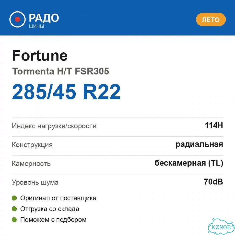 Fortune Tormenta H/T FSR305 285/45 R22 114H фото 2