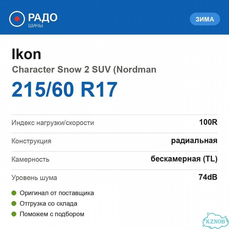 Ikon Tyres Character Snow 2 SUV 215/60 R17 100R фото 2