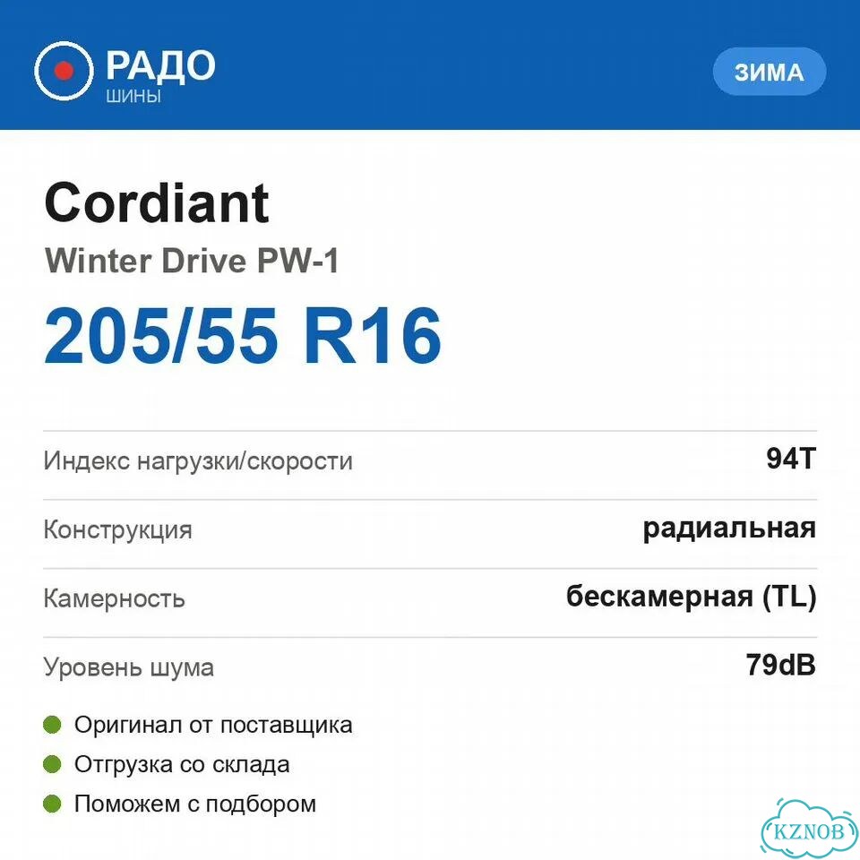 Cordiant Winter Drive PW-1 205/55 R16 94T фото 2
