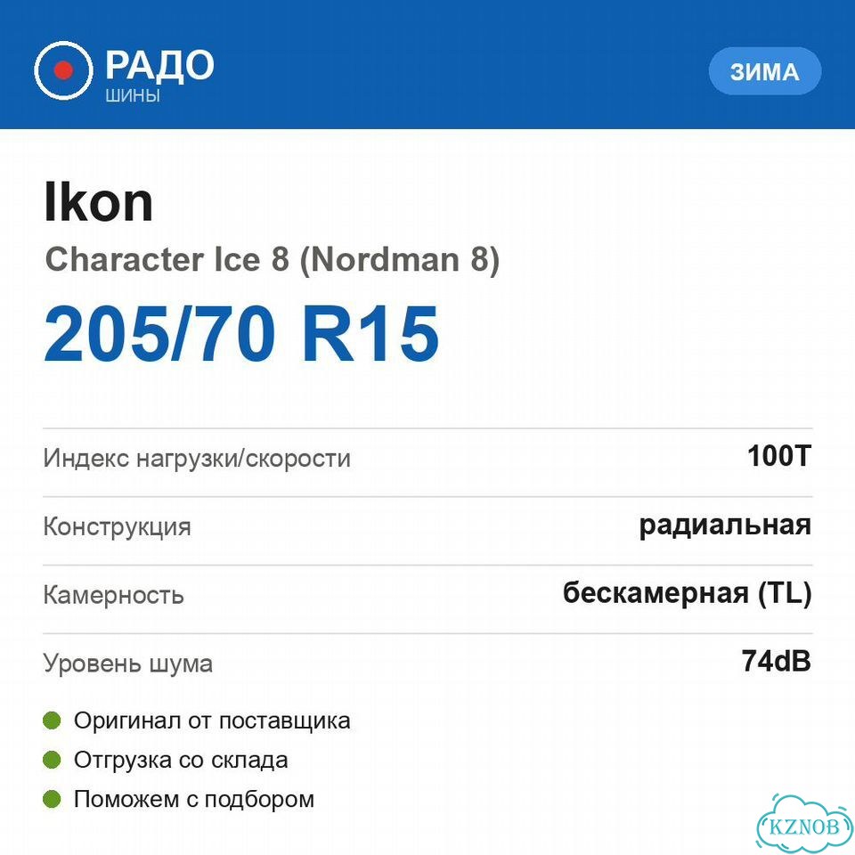 Ikon Tyres Character Ice 8 205/70 R15 100T фото 2