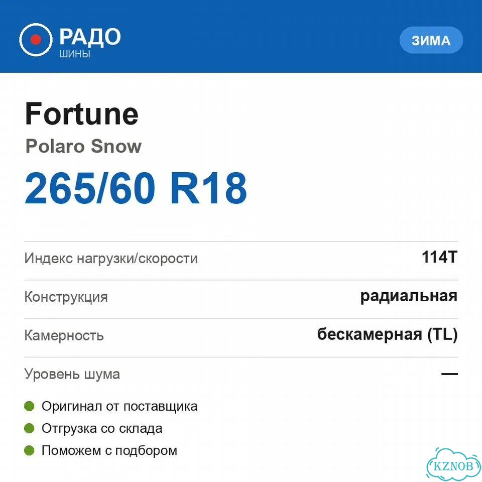 Fortune Polaro Snow 265/60 R18 114T фото 2