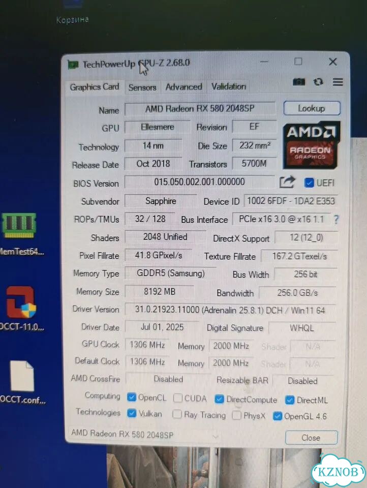 Видеокарта Sapphire RX580 8gb sp2048 фото 2
