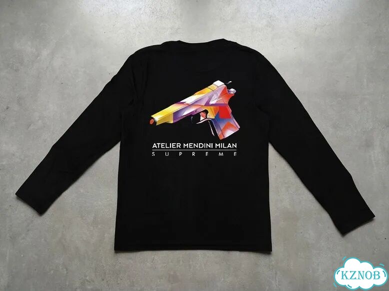 Лонгслив черный Supreme SS16 Mendini Gun Tee DAC0233 streetwear vintage фото 1