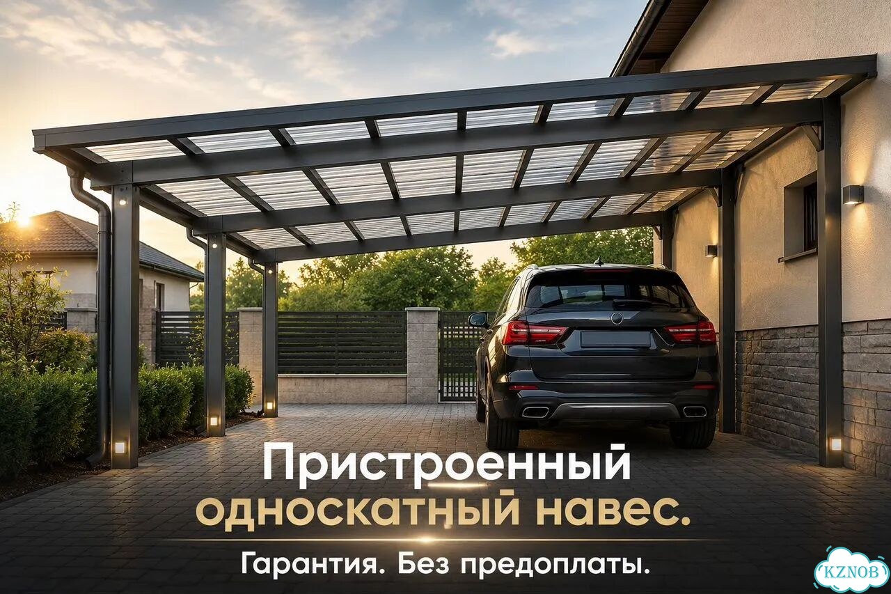 Пристроенный односкатный навес производтель фото 1