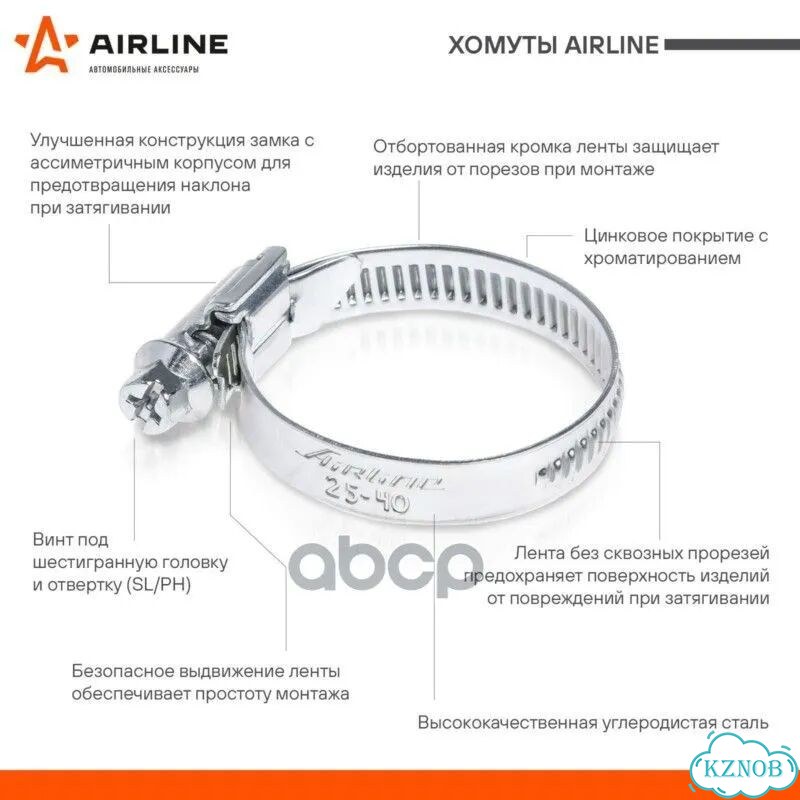 Хомут 25-40/9 мм,червячный, оцинкованный (W1), 1 фото 3