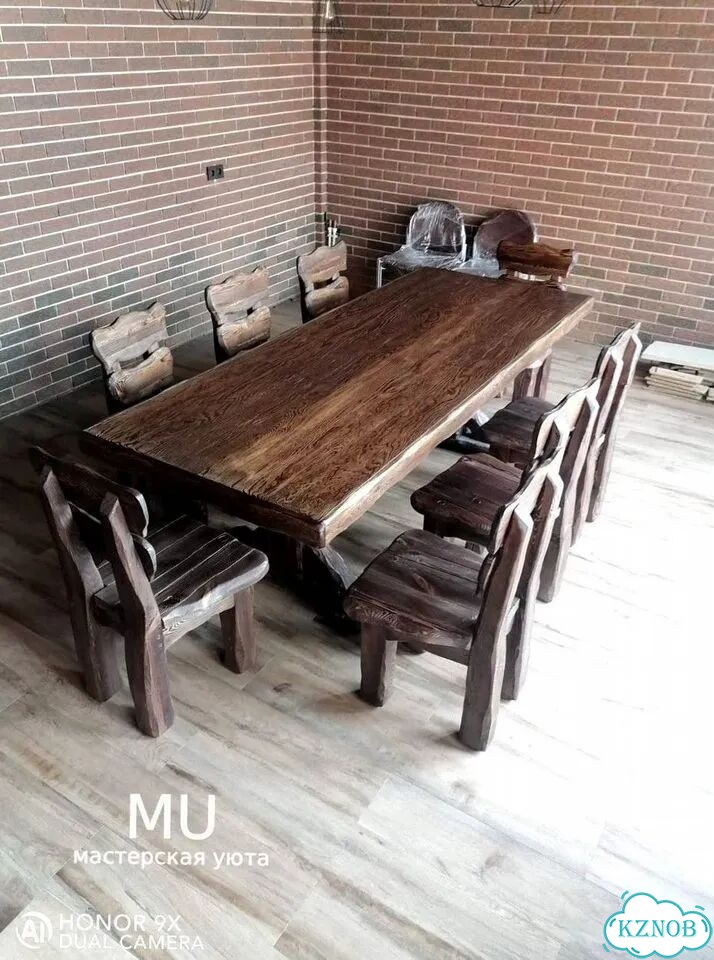 Кухонный стол из дерева 250 х 100 см фото 3