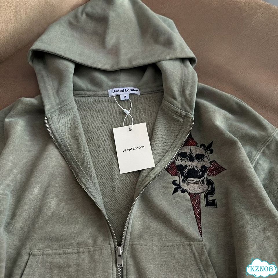 Зип Худи Jaded London Distressed Hoodie серое фото 2