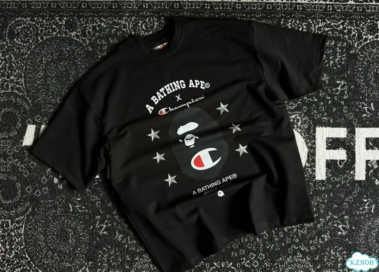Унисекс футболка Bape x Champion Shadow Stars фото 2