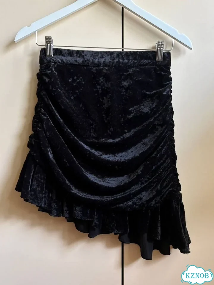 Бархатная юбка Zara с драпировкой и рюшами готика фото 1