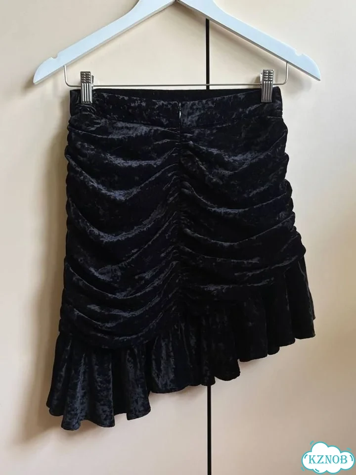 Бархатная юбка Zara с драпировкой и рюшами готика фото 2