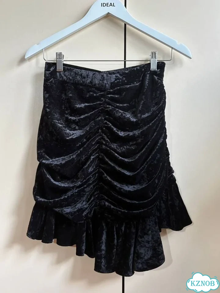 Бархатная юбка Zara с драпировкой и рюшами готика фото 3