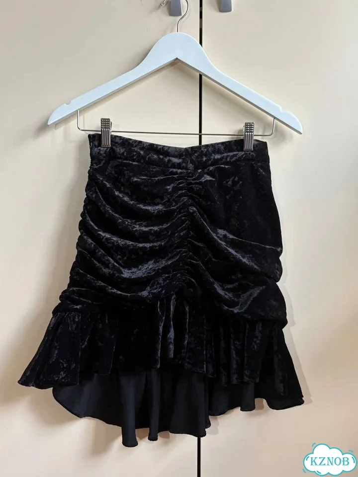 Бархатная юбка Zara с драпировкой и рюшами готика фото 4