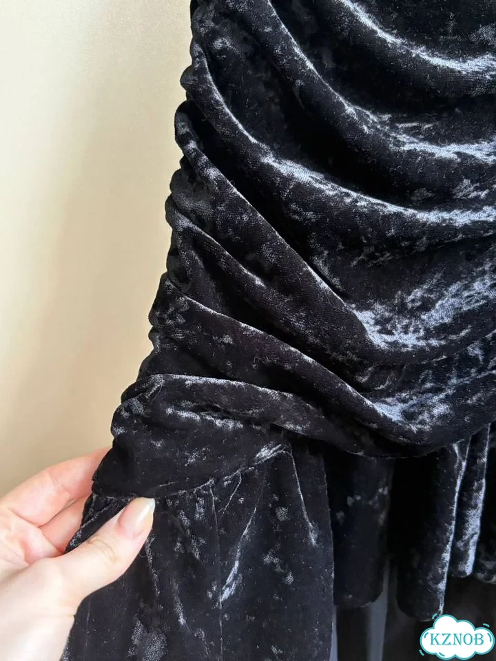 Бархатная юбка Zara с драпировкой и рюшами готика фото 5