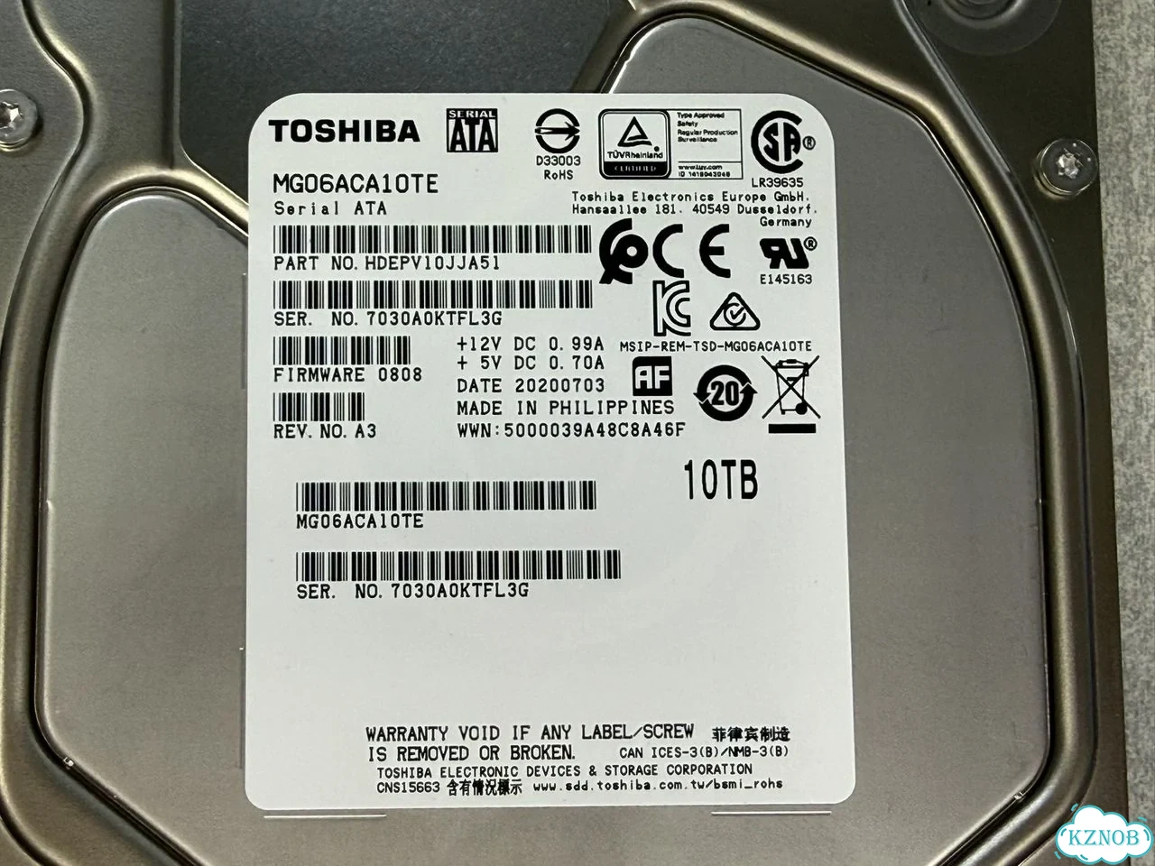 Жесткий диск Toshiba 10 тб (25 дней наработка) фото 2
