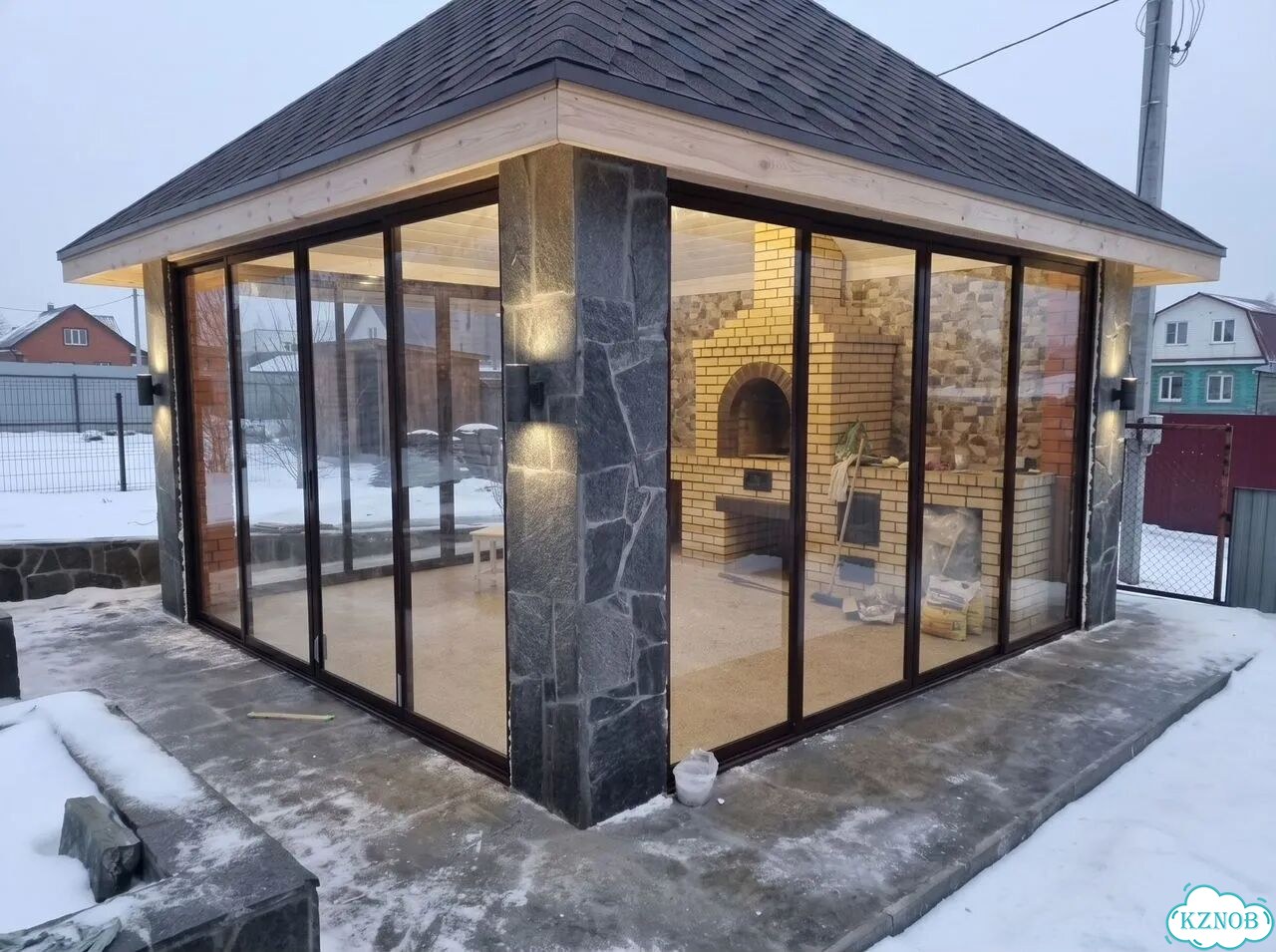 Алюминиевые окна для беседки, террасы монтаж фото 7