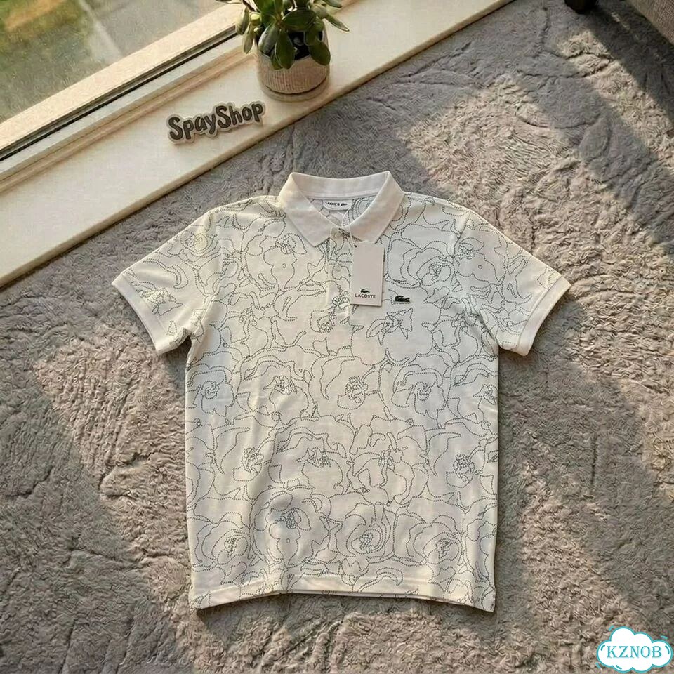 Поло футболка Lacoste белое с полосками фото 2