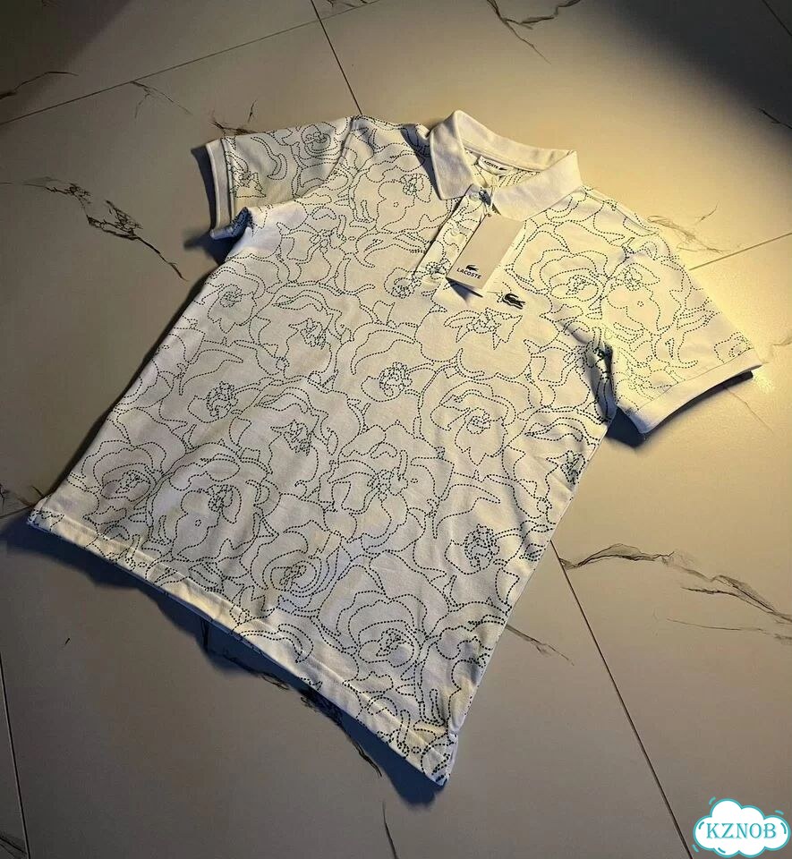 Поло футболка Lacoste белое с полосками фото 4