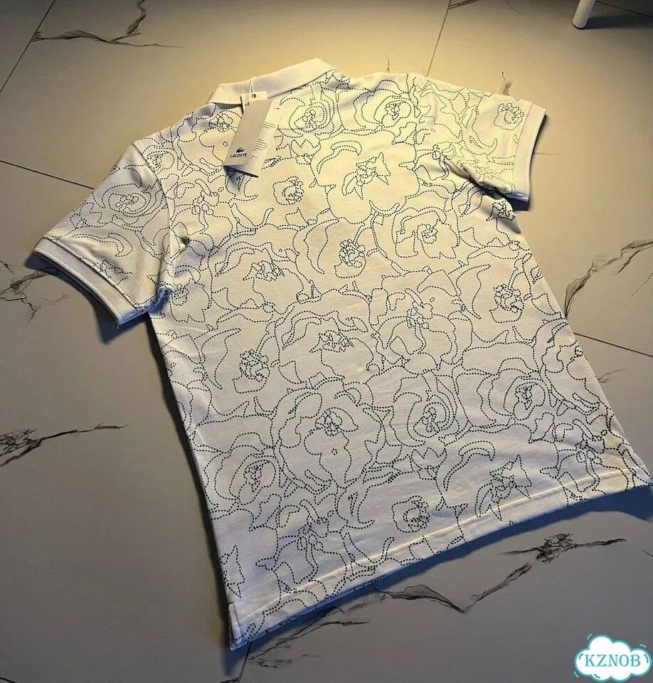 Поло футболка Lacoste белое с полосками фото 7