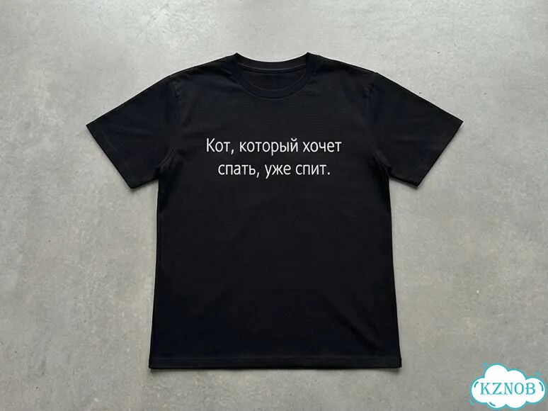 Футболка черная Кот который хочет спать, уже спит AD0014 фото 1