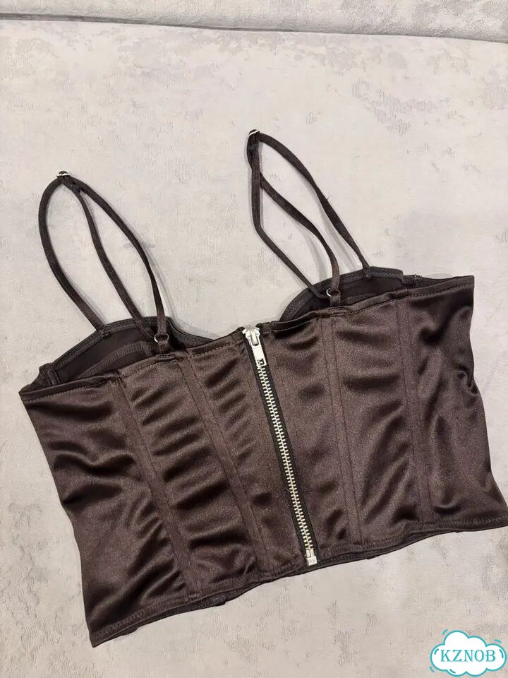 Атласный топ-корсет H&M Divided шоколадный S фото 2