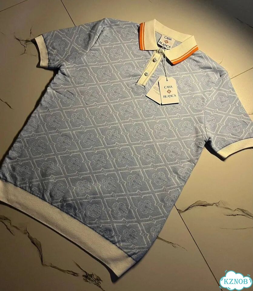 Поло футболка Casablanca голубая old money (S-2XL) фото 6