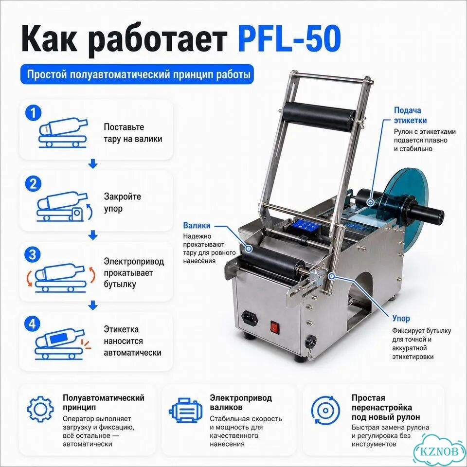 Этикетировщик полуавтоматический для круглых бутылок PFL-50 фото 4