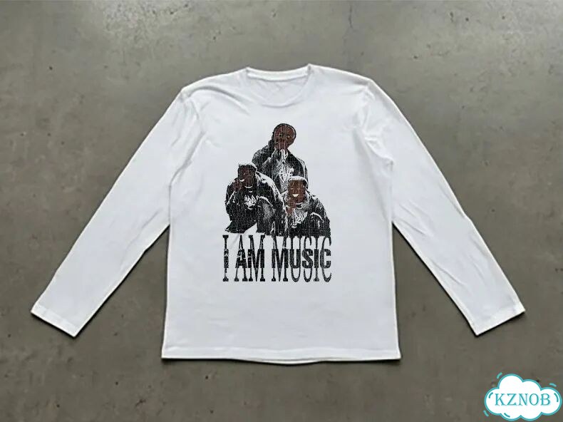 Лонгслив белый I am music play boy carti DAD0039 streetwear vintage фото 1