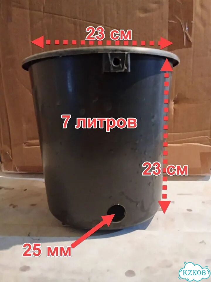 Ведро 7 л чёрное для цветов с дренажом фото 1