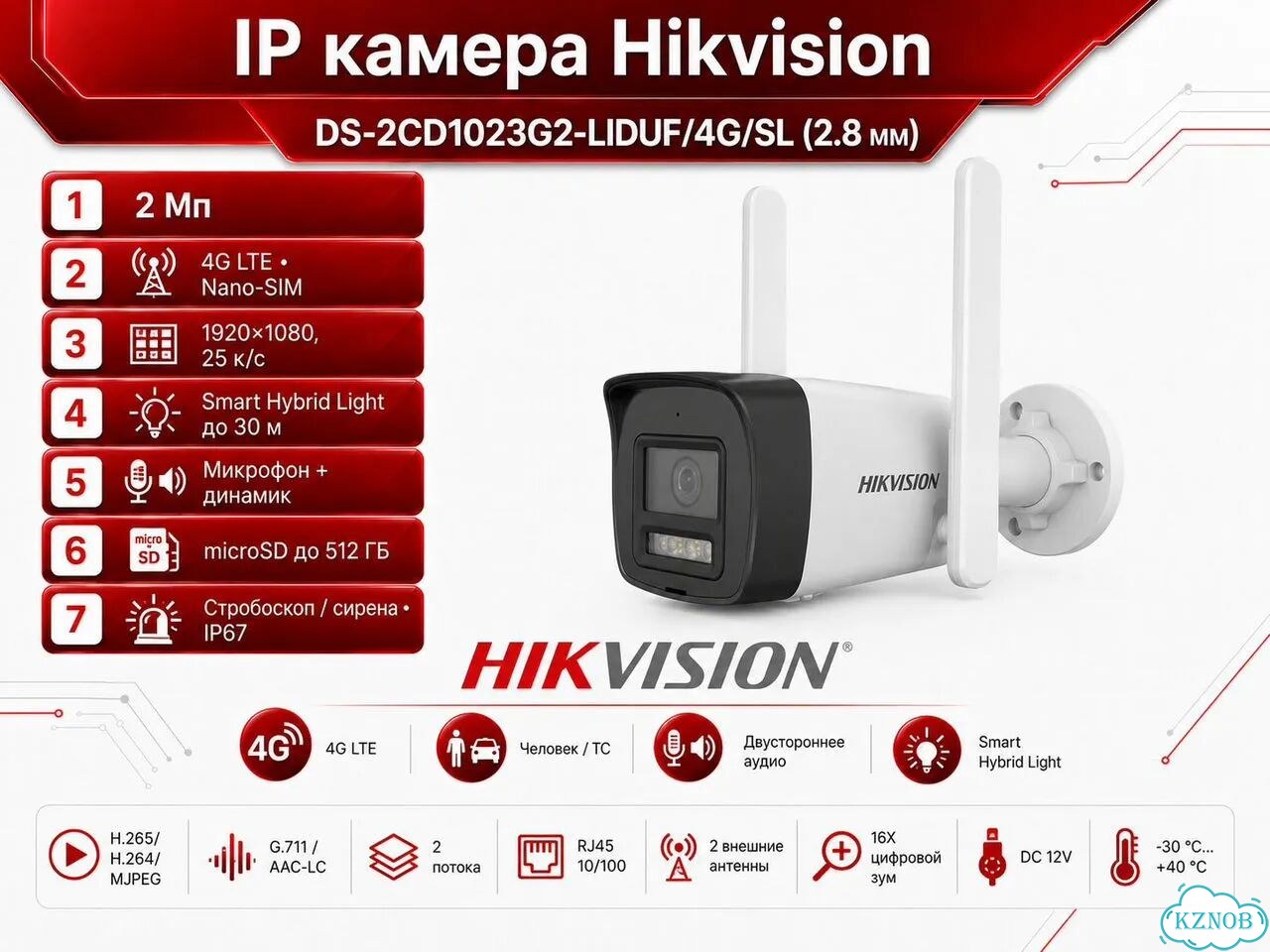 Hikvision DS-2CD1023G2-liduf/4G/SL — 4G камера 2мп фото 1