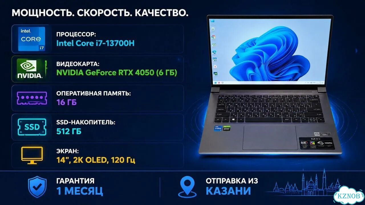 Игровой Ноутбук Acer i7-13700H/RTX 4050/16GB/512GB фото 1
