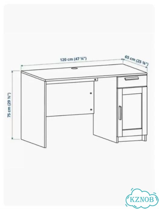 Стол письменный, IKEA Brimnes, 65x120х75 см,белый фото 2